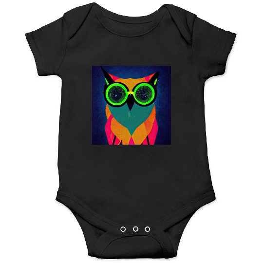 Mod Owl: Bold Owl with Green Glasses Onesies