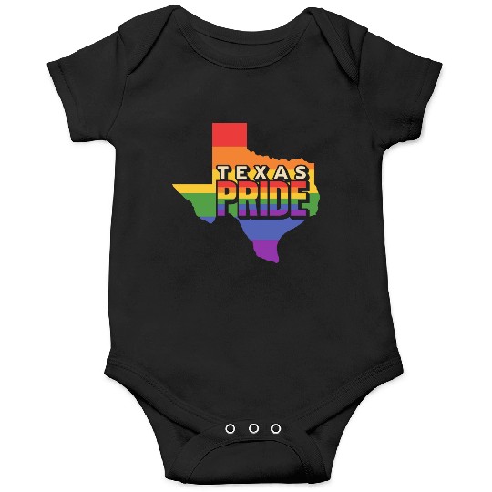 Rainbow Design Texas Map for proud LGBT+ Texans Onesies