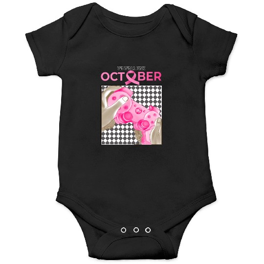 In October We Wear Pink Breast Cancer Onesies