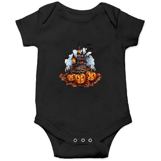 Halloween Pumpkin Bat Spell Haunted House Onesies