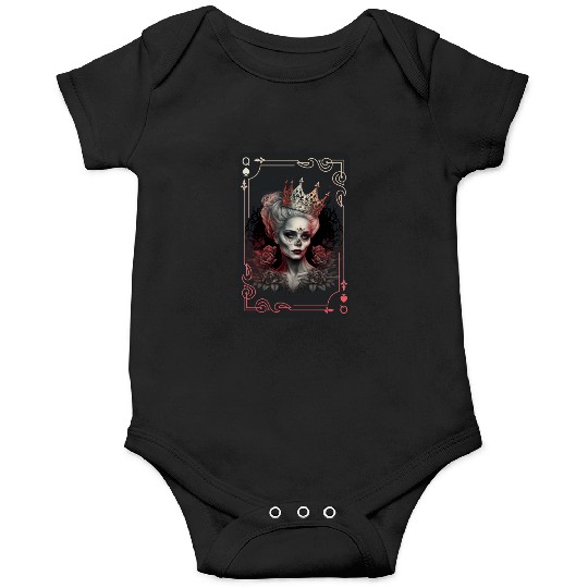Poker Cards Queen of Spades Creepy Gothic Onesies