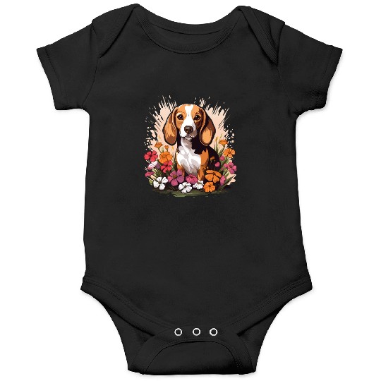 Beagle Mountain Flower Cute Colorful Puppy Dog Onesies