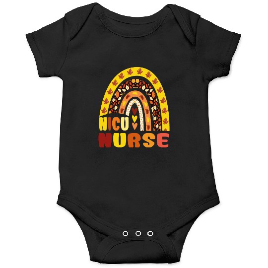 Rainbow Autumn NICU Nurse Maple Leaf Fall Vibes Onesies