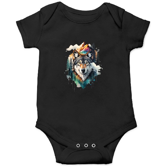 Majestic Mountain Wolf Nature Inspired Artwork Onesies