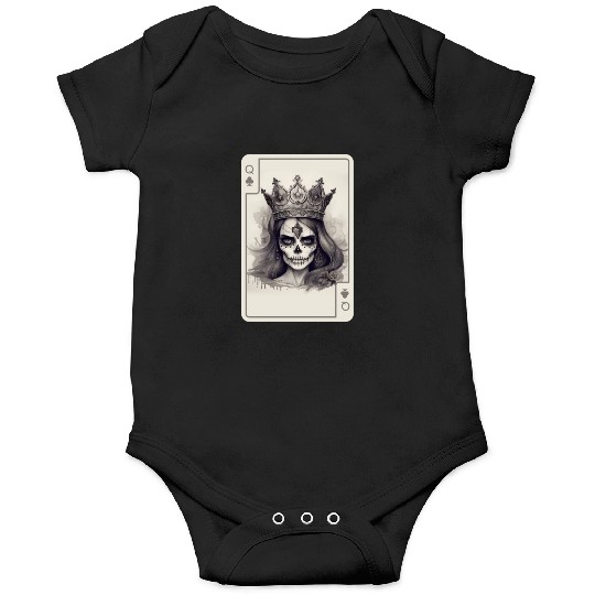 Gothic Poker Card Game Creepy Queens Skull Onesies