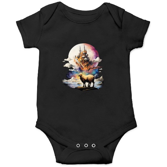 Retro Celestial Moon Sheep Adventure Onesies