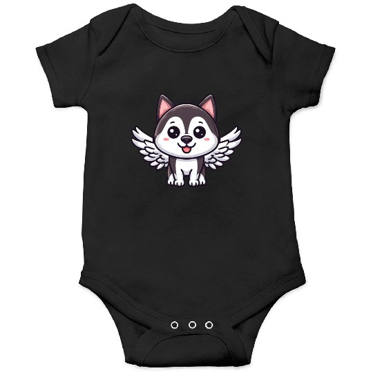Angel Husky, Winged Comic, Heavenly Dog Onesies