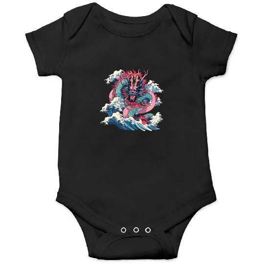 Tokyo Asia 80s Japanese Retro Dragon Dragon Onesies