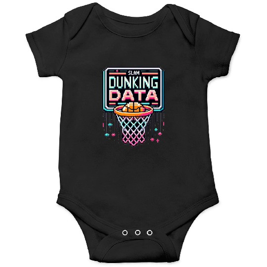 Slam Dunking Data - Retro 8-bit Basketball Hoop Onesies