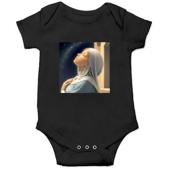 Virgin Mother Mary Praying on a Starry Night Onesies