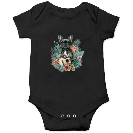 French Bulldog |Aloha Ukulele Hawaii Guitar Funny Onesies