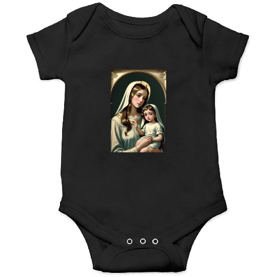 Mother Mary with Baby Jesus Vintage Styled Onesies