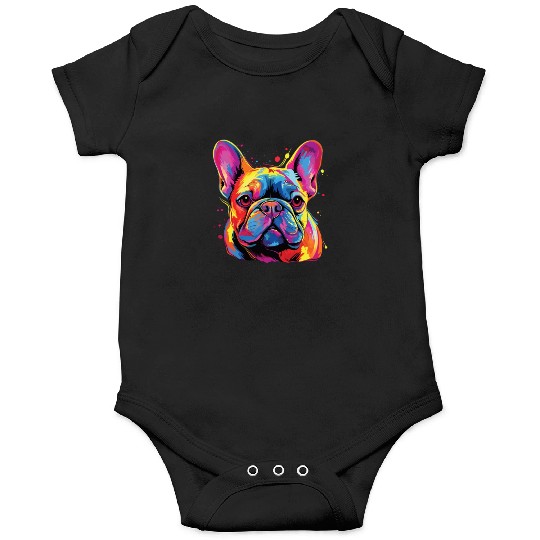 Watercolor Colorful French Bulldog Onesies