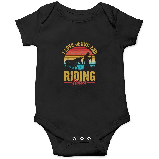 I Love Jesus And Riding Horses Riding Woman Horseb Onesies