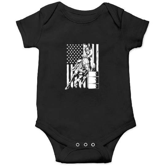 4th Of July Cowgirl Barrel Racing American Flag Onesies
