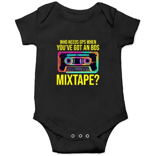 Neon '80s Cassette Tape: Nostalgic Retro Vibes Onesies