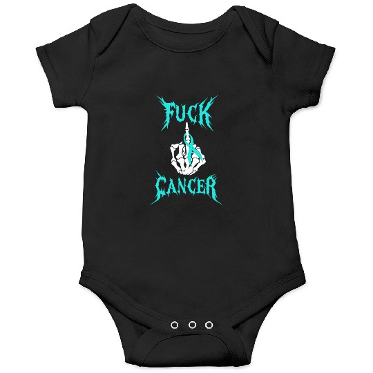 Fuck Cancer Warrior Teal Ribbon Ovarian Cancer Onesies