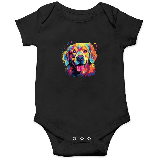 Watercolor Colorful Golden Retriever Onesies