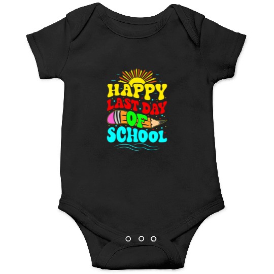 Happy Last Day Of School Teacher Students Groovy Onesies