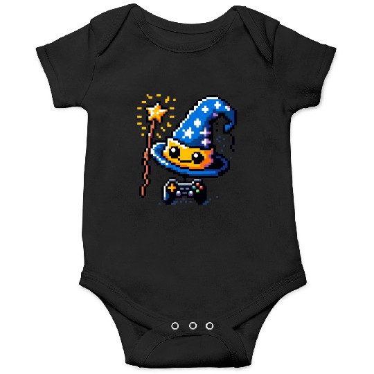 Gamer Wizard 8-Bit Hat with Controller Wand Onesies