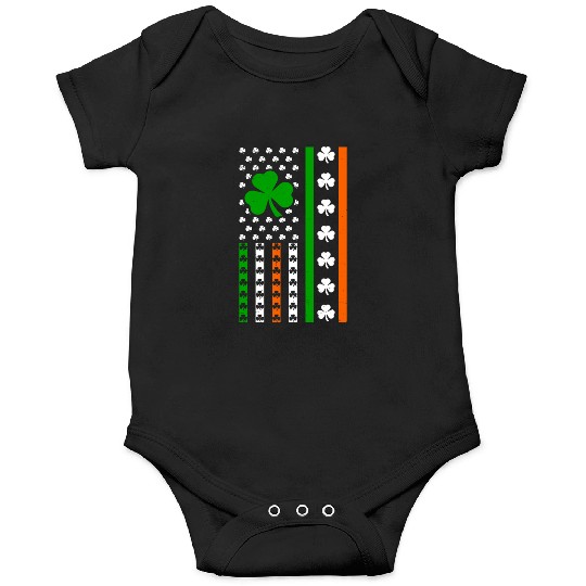 Irish American Flag Ireland Lucky Clover Shamrocks Onesies