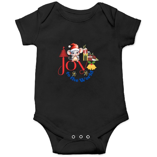 Joy to the World Christmas combination art white Onesies