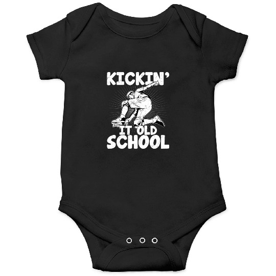 Kickin' it Old School Skateboard Skater Skateboard Onesies