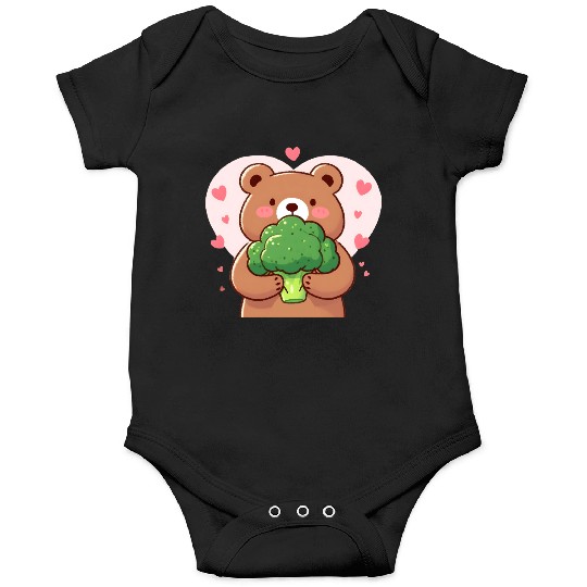 Bear in love hugs huge broccoli Onesies