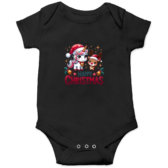 Cheerful Unicorn & Reindeer - Merry Christmas Onesies
