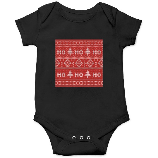 HO HO HO Red Ugly Sweater Christmas FlyingReindeer Onesies