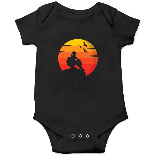 Retro Sun Mountain Hiking Climbing Nature Onesies