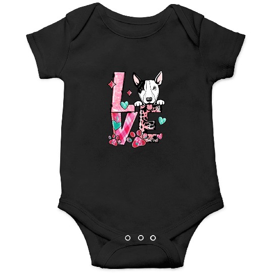 Bullterrier Dog I Love My Dog Valentines Day Onesies