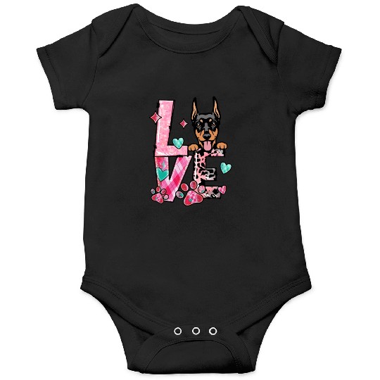 Doberman Dog I Love My Dog Valentines Day Onesies