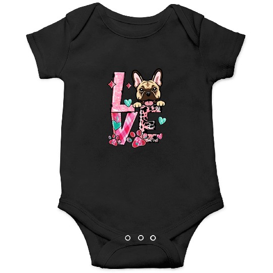 Frenchie Dog I Love My Dog Valentines Day Onesies