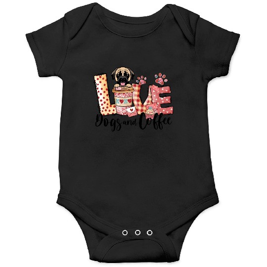 Mastiff Dog Coffee Lover Dog Mom Valentines Day Onesies