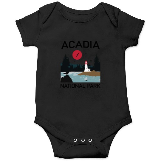 Acadia National Park 80s Maine Mount Island Onesies