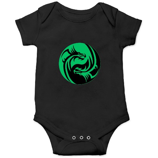 tow Dragonball in circle green and black Onesies