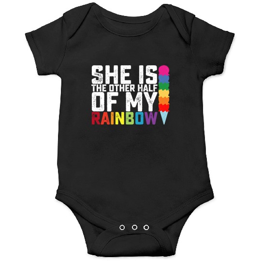 She Is The Other Half Of My Rainbow Lesbian Gay Onesies