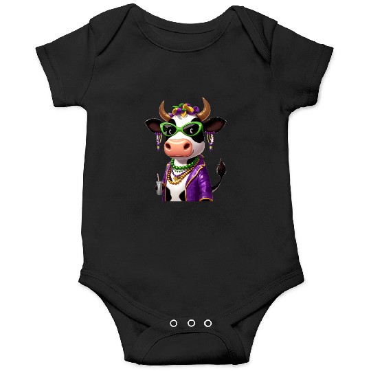 Mardi Gras celebrating cow Onesies
