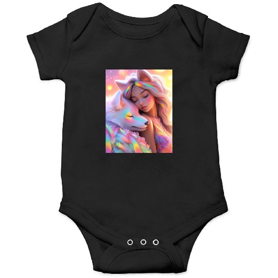 Rainbow Friends - White Wolf and Girl Onesies