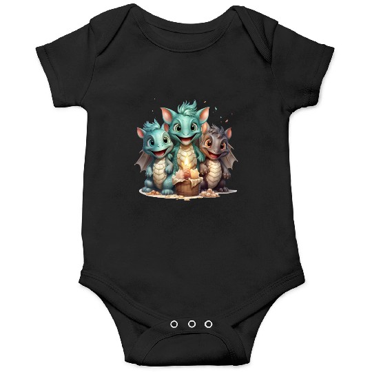 Adorable dragon friends each with its uniq Onesies