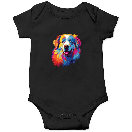Watercolor Colorful Great Pyrenees Onesies