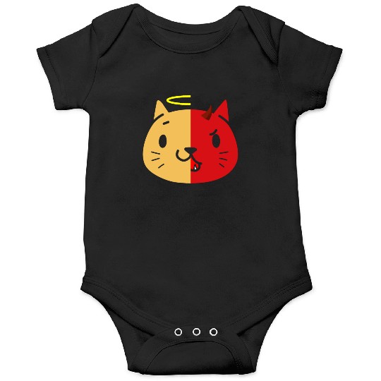 Two Face Cat Angel And Devil Onesies