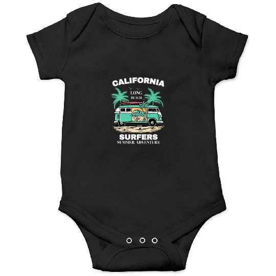 Men's And Women's California Long Beach Print Onesies