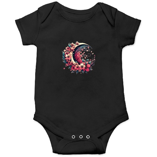 Moon And Cherry Blossoms In Japanese Style Onesies