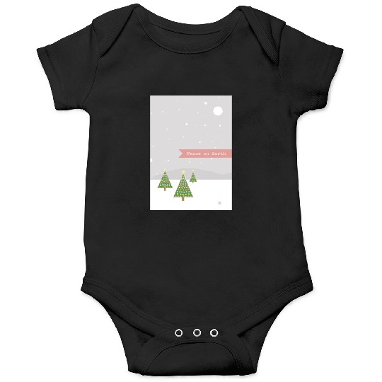 Peace On Earth Christmas Trees Falling Snow Winter Onesies