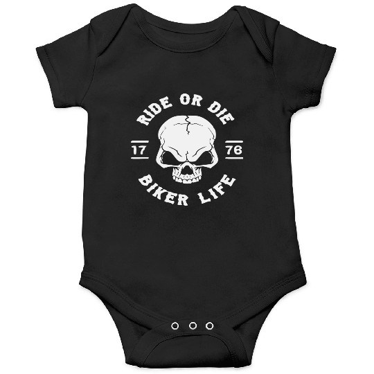 Biker Skull Ride Or Die © WhiteTigerLLC.Com Onesies