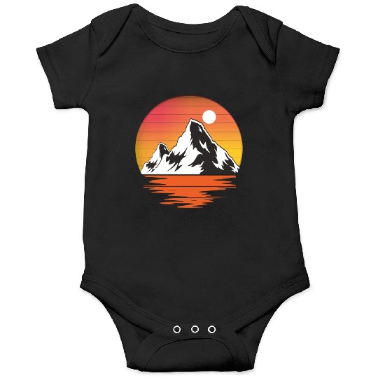 Retro Vintage Sunset Mountains Nature Onesies