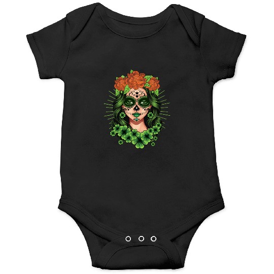 St Patrick's Day Dia De Los Muertos Catrina Onesies