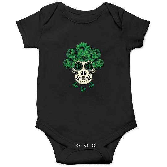 St Patrick's Day Dia Los Muertos Shamrock Clover Onesies